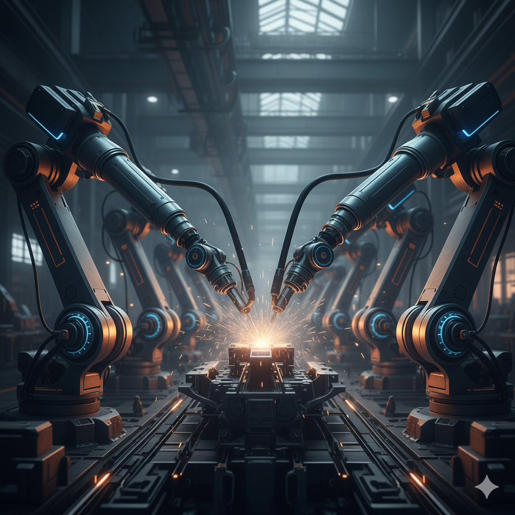 Industrial robotic machining cell